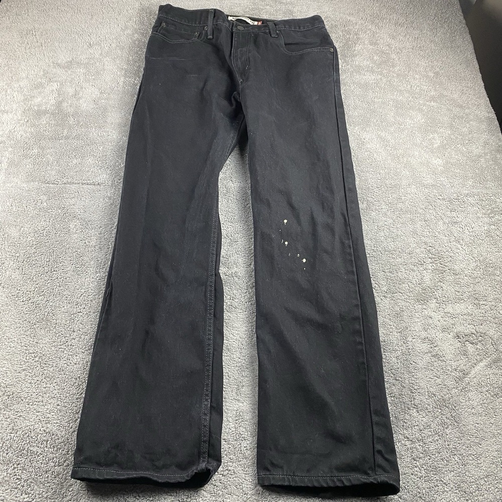 Levis 505 Straight Fit Jeans Mens 34x32 Black Mid Rise‎